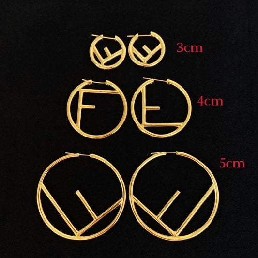 Gold FF Hoop Earrings